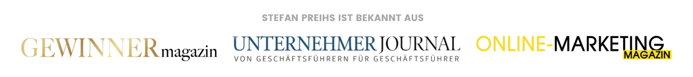 Logos: GEWINNERmagazin, Unternehmer Journal, Online-Marketing Magazin